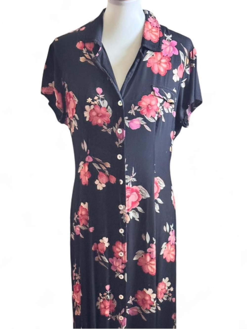 Jessica Lauren Vintage Black Floral Button-Up Maxi Sz. 14